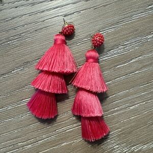 hot pink fringe earrings